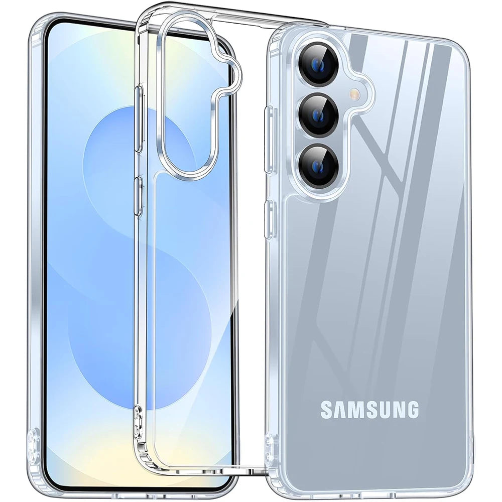 Anti-Yellowing Clear Case For Samsung Galaxy S25 Ultra S24 Plus edge 5G FE S26 Transparent Shockproof Phone Cover Accessories