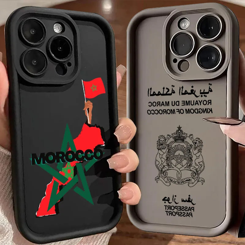 Morocco Flag Passport Lion Soft Silicone Case For iPhone 17 11 15 16 13 Pro Max 14 Plus 12 Pro 16E 17AIR Shockproof Phone Cover