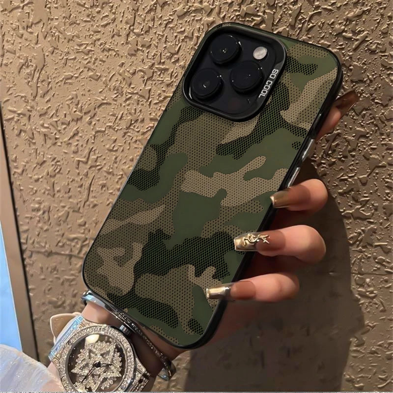Luxury Green Camouflage Pattern Phone Case For iPhone 17 11 13 14 12 15 16 Pro Max XS X XR 7 8 Plus SE2 Shockproof Bumper Cover
