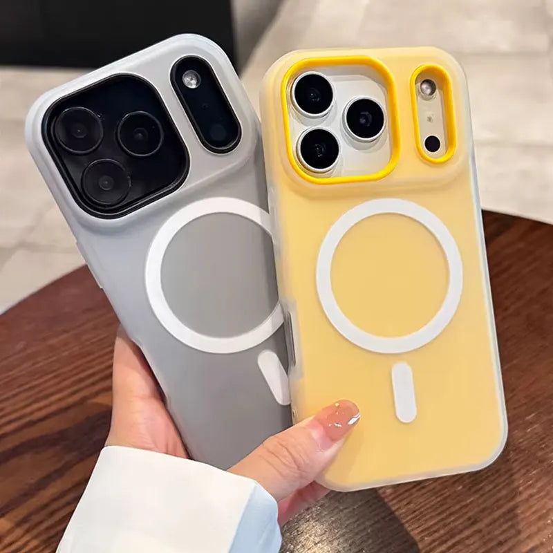2 IN 1 Luxury For Magsafe Wireless Charge Case for iPhone 12 13 14 15 16 17 Pro Max Plus Magnetic Candy Color Clear Matte Cover