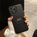 Personalized Case For iPhone 11 12 13 14 15 16 17 Pro Max Customized Initials Name Wireless Charging For Magsafe Leather Cover