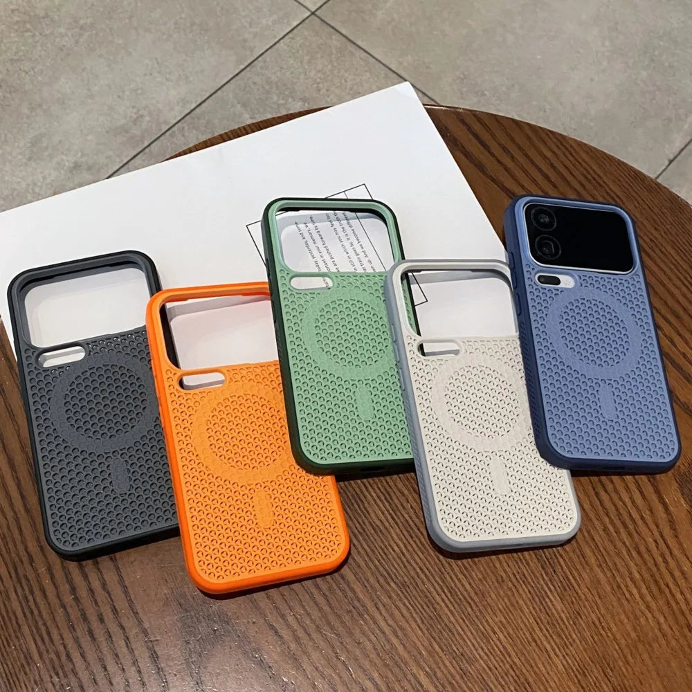 Luxury Honeycomb Mesh Hole Heat Dissipation Case for Xiaomi Mi 17 Pro Max 15 14 Pro 13 Shockproof For Magsafe Magnet Matte Cover