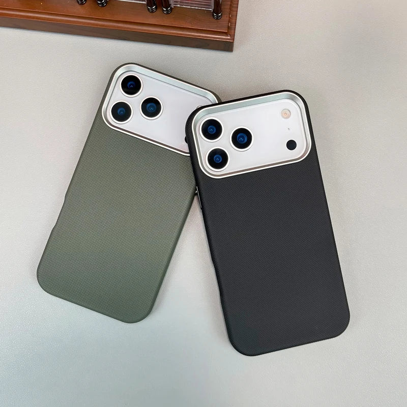 Diamond Relief Leather for MagSafe Case For iPhone 17 17Pro Max 16 Pro 15 14 13 Alloy Lens Wireless Charging Shockproof PC Cover