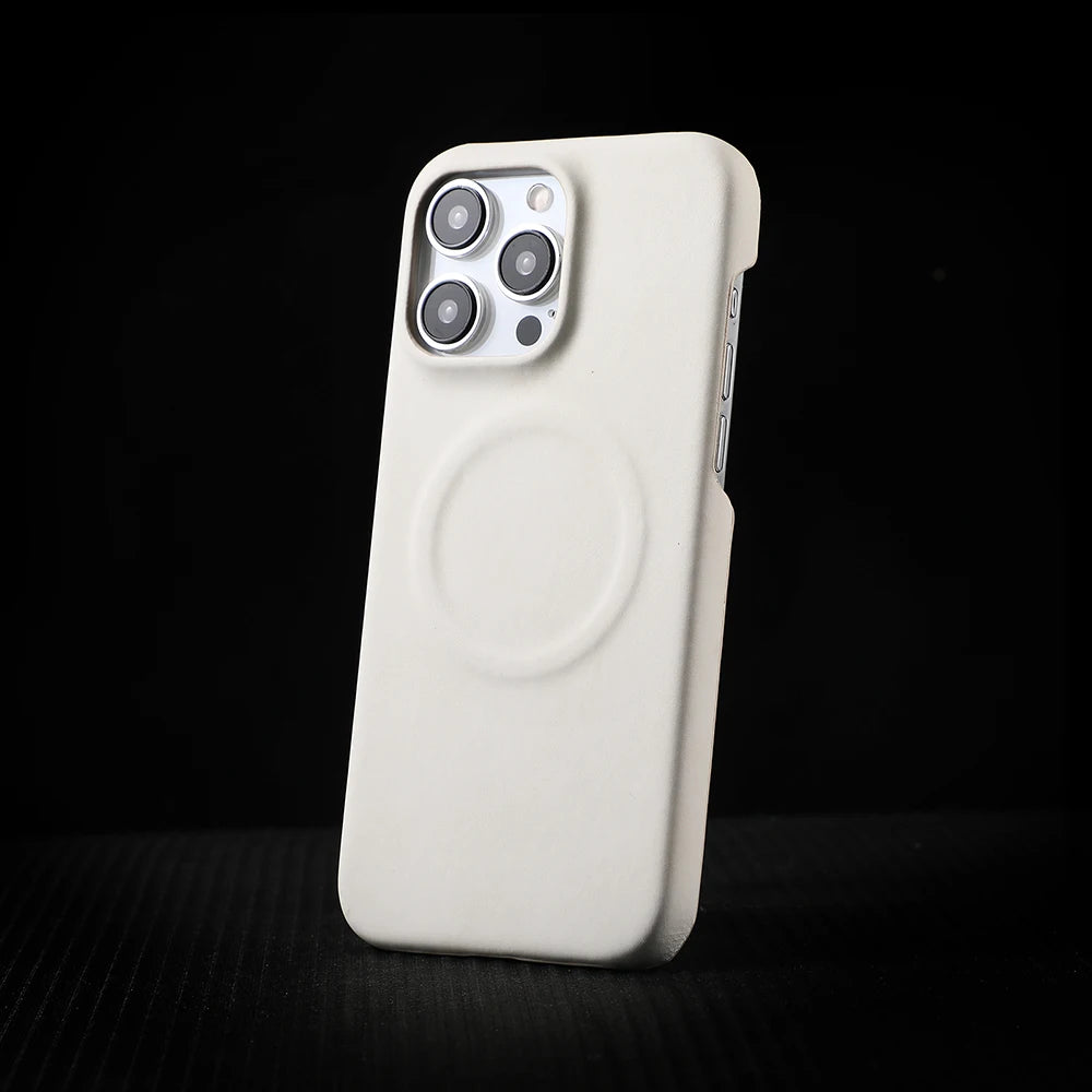 Luxury Sheepskin Leather Magnetic Phone Case for iPhone Air 12 13 14 15 16 17 Pro Max 15pro Charging Business For MagSafe Cover
