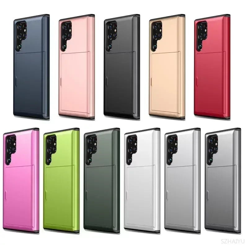 Cover For Samsung Galaxy S24 S23 FE S25 Edge Plus Ultra A55 A16 A36 A56 5G Phone Case With Card Holder Shockproof Heavy Duty