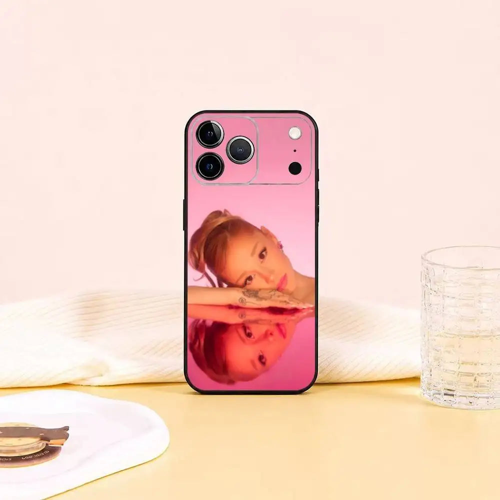 Hot Singer Ariana Grande Gift Phone Case For iPhone 17,16,15,14,13,12,11 Plus,Pro Max,XS,Soft Silicone Black Cover