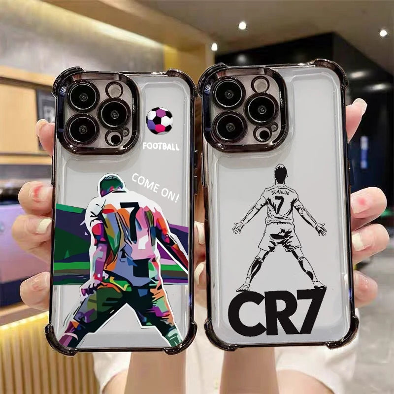 Football Player R-Ronaldos Plating Phone Case For Xiaomi Redmi A7 15 A3 15C 14C A1 Note 15 14 13 Pro Plus 4G 5G Anti Fall Airbag
