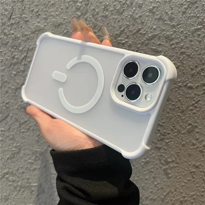 For iPhone 16 Pro Max Luxury Matte Magsafe Magnetic Silicone Frame Phone Case For iPhone 13 14 15Plus 16E 17air Protective Cover