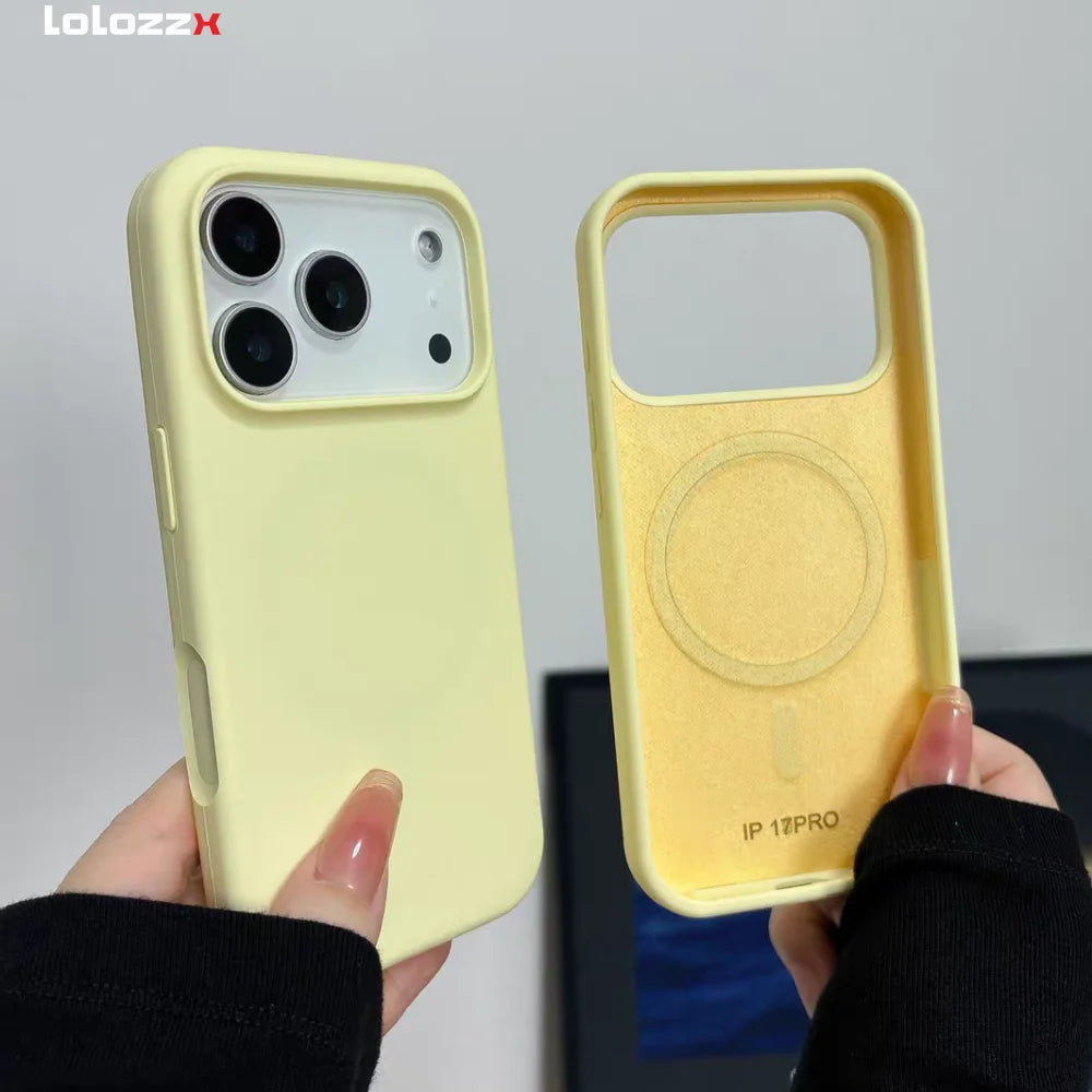 Original Solid Color for Magsafe Magnetic Silicone Case for iPhone 17 Pro Max 16 15 14 13 12 11 Pro Max 15 14 Plus Soft Cover