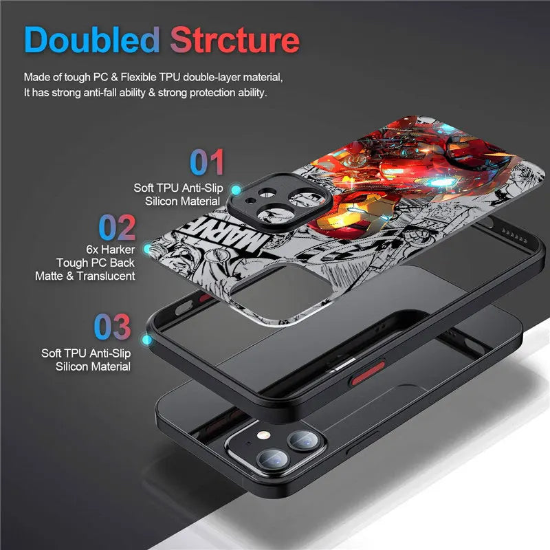 Iron Spider Man Captain America Phone Case For iPhone 17 16 15 Pro Max Case 14 13 12 11 Pro Max 16e 17e Air XS XR X 8 Plus Cover