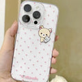 Cartoon Cute Easy Bear Pink Polka Dots Phone Case For iPhone 17 16 15 14 13 12 11 Pro Max Plus Air 16E X XS XR Y2K Kawaii Cover