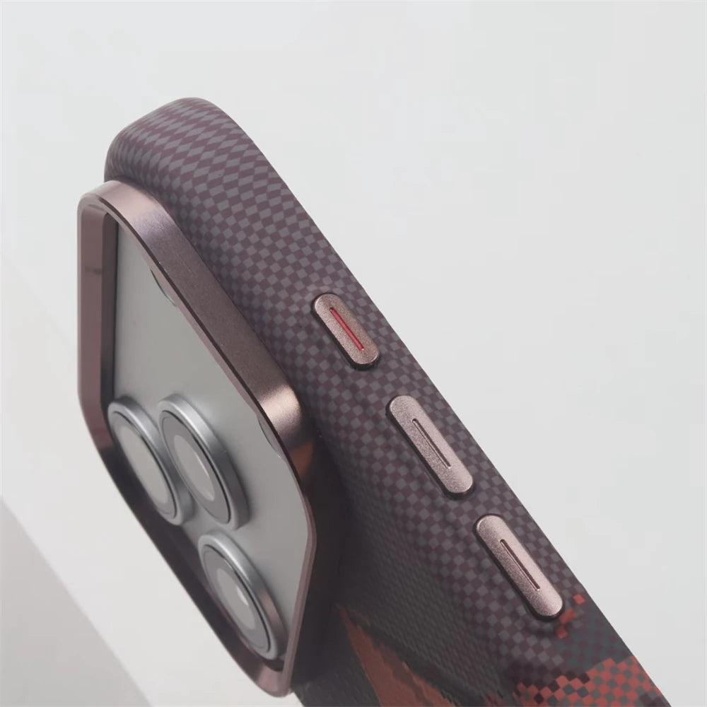 For iPhone 17 16 15 14 13 12 Pro Max Mountain Relief Carbon Fiber Texture MagSafe Phone Case Wireless Charging Matte Hard Cover