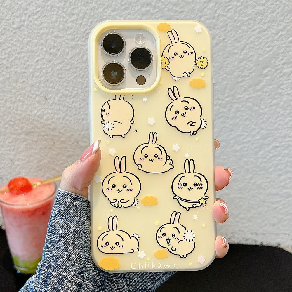 Cute Cartoon Japan Anime Chiikawa Usagi Hachiware Phone Case For iPhone 17 16 15 14 13  Pro Max Cases Shockproof Soft TPU Cover