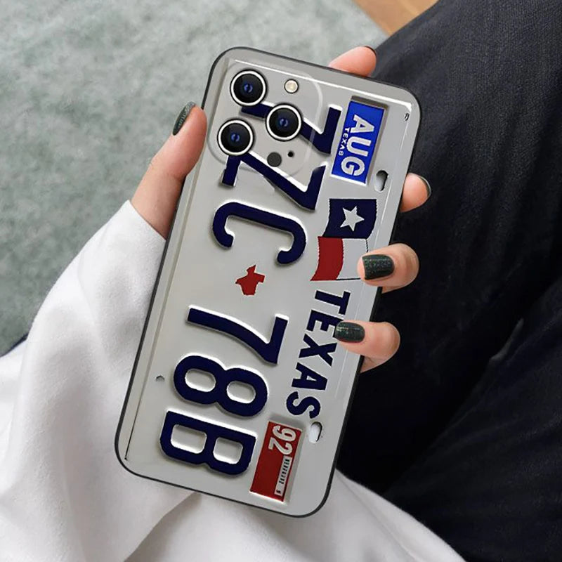 USA License Plate Style Phone Case for iPhone 17 ProMax 16 Pro Max 15 Plus 14 13 Mini 12 11 SE 16E AIR Vintage Retro Phone Cover