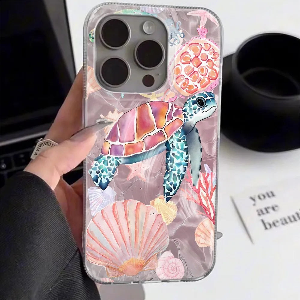 Colorful Painted Sea Turtle Phone Case for Samsung Galaxy A17 A56 A36 A26 A73 A72 A55 A54 A53 A52 A34 A33 A32 A23 A14 A13 4G 5G