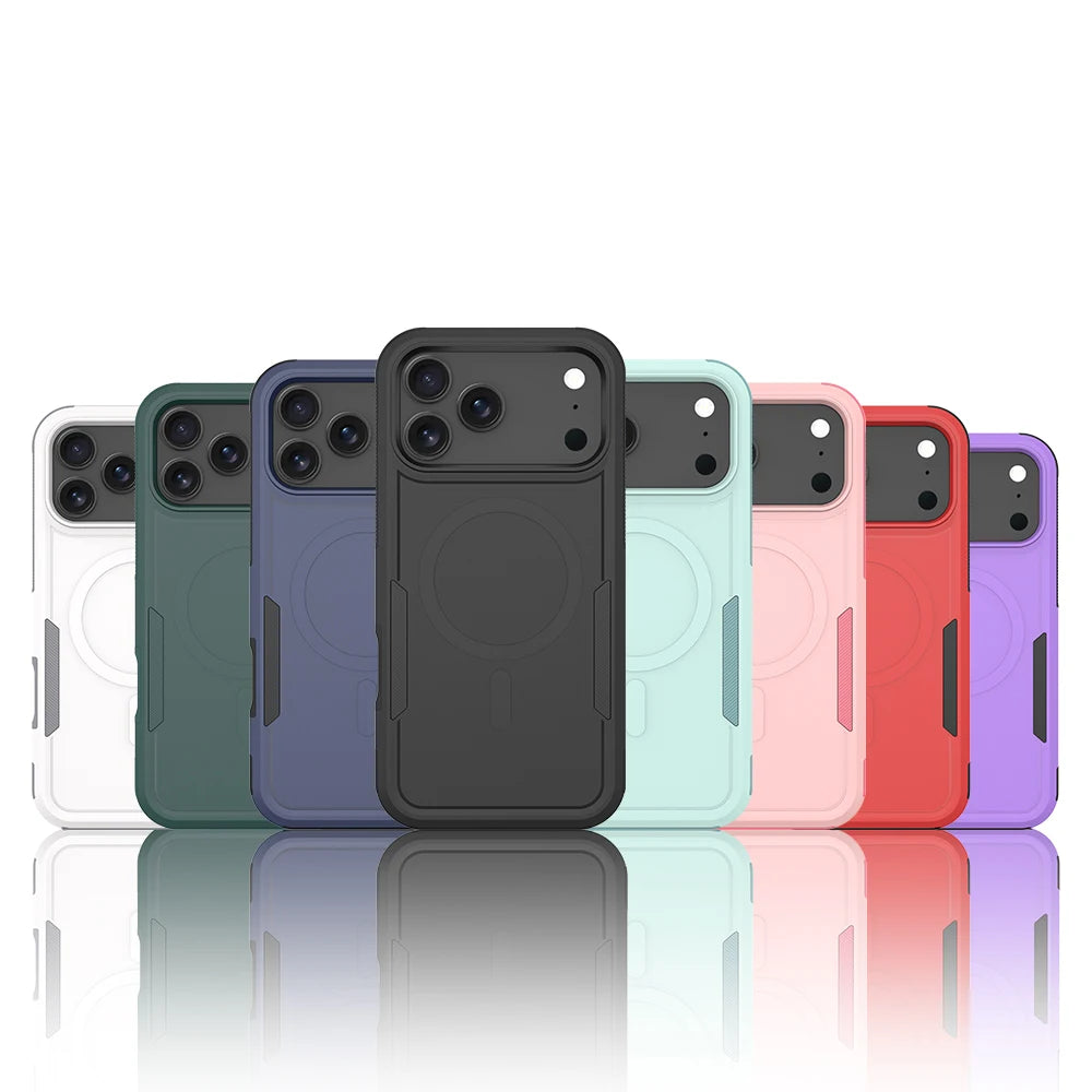 Heavy Armor Defender Magnetic Charging Case for IPhone 17 Pro Max Air 16 15 14 Plus 13 12 Ott Box Shockproof Matte Protect Cover