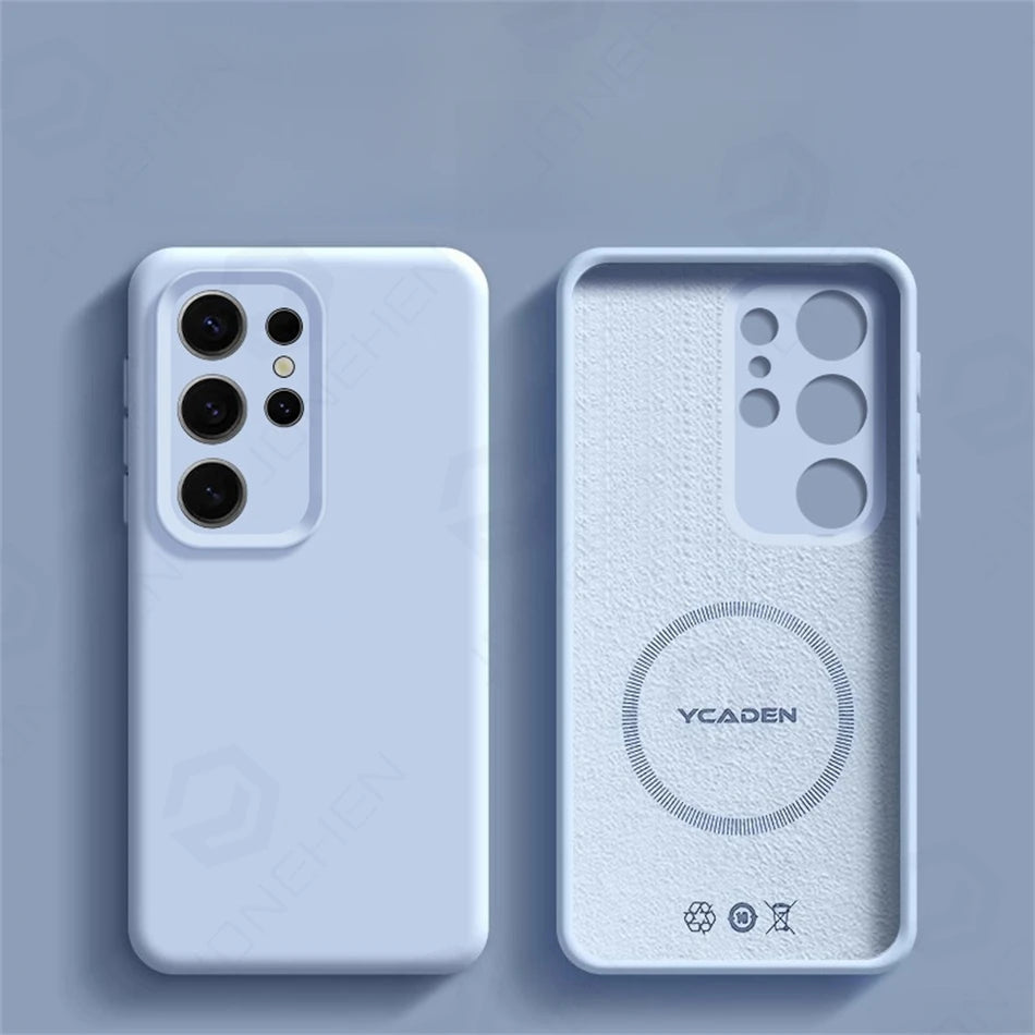Original Liquid Silicone For Magsafe Magnetic Case For Samsung Galaxy S25 S24 S23 S26 Ultra S22 Plus Protection Shockproof Cover