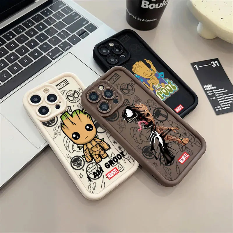 Baby Groot Marvel Silicone Case For Apple iPhone 17E 15 16 14 13 12 11 17 Pro Max 17 Air 16 15 Plus 16E Phone Protective Cover