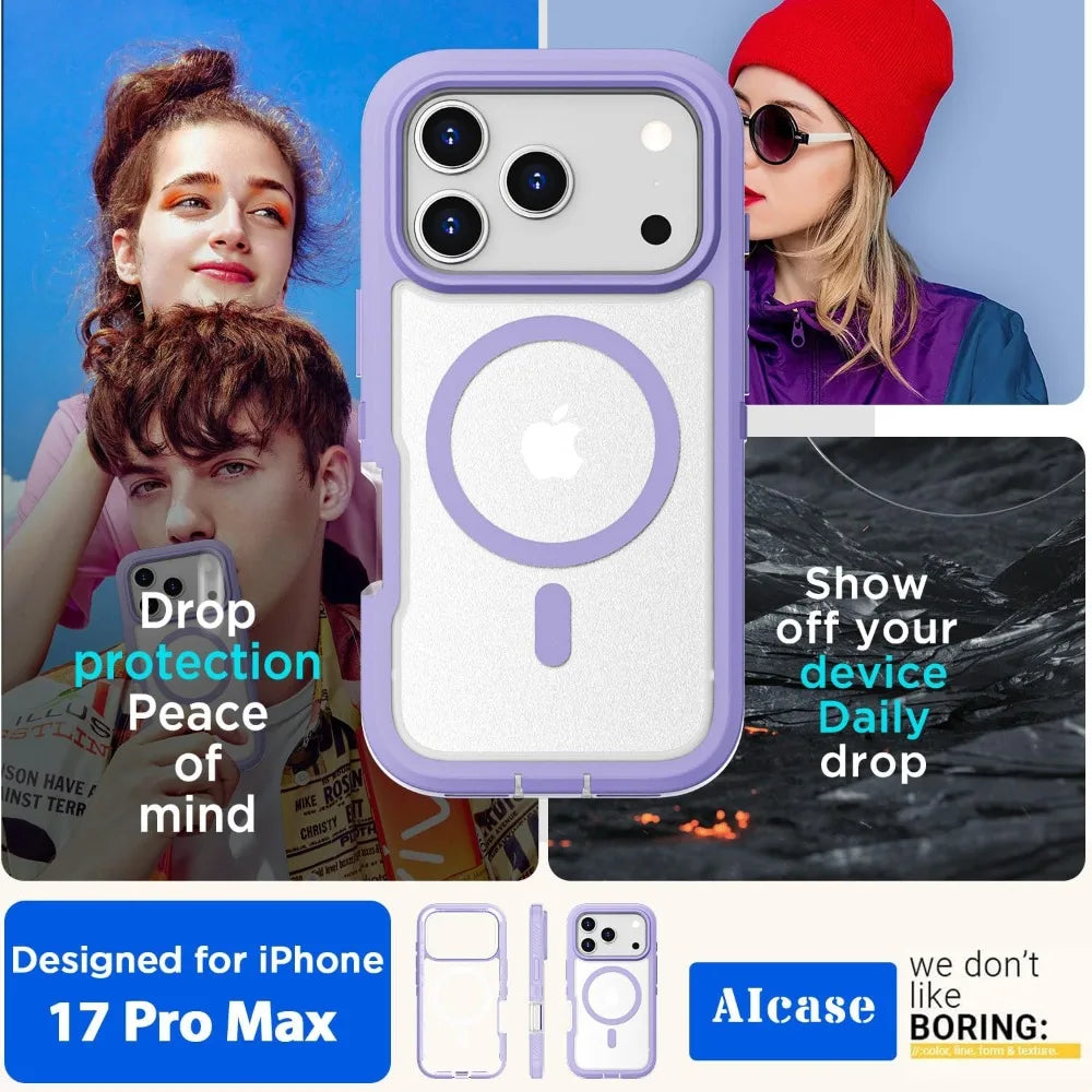 Matte Clear Magnetic OTT Phone Case for IPhone Air 17 16 15 14 Plus 13 Pro Max Anti-Slip Grip & Wireless Charge Protector Cover