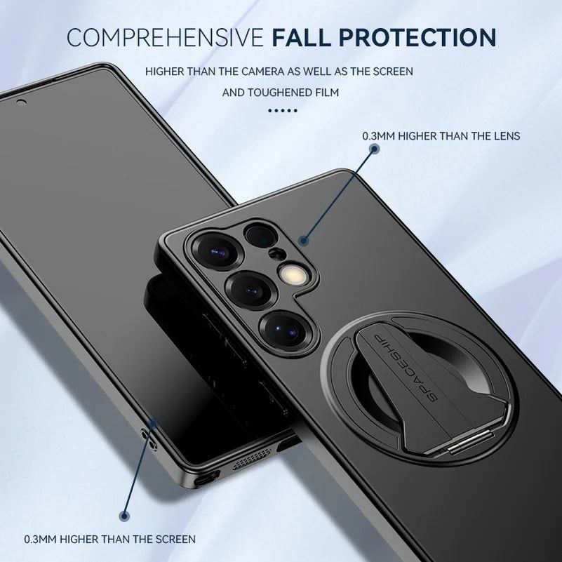 For Samsung S26 Ultra S26 Plus Metallic Paint Magnetic Bracket Case For Galaxy S25 Edge Wireless Charging Holder Hard Back Cover