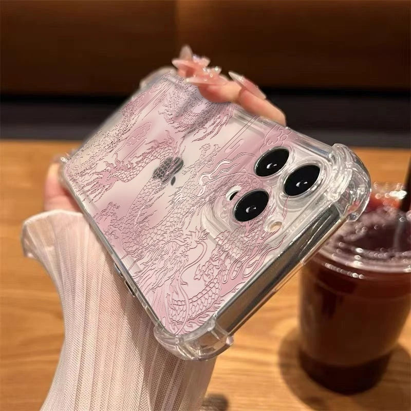 Dragon Pattern Transparent Phone Case For Samsung Galaxy A17 A16 A26 A36 A56 A55 A54 A34 S25 Ultra S24 S23 FE S22 Plus S21 Cover