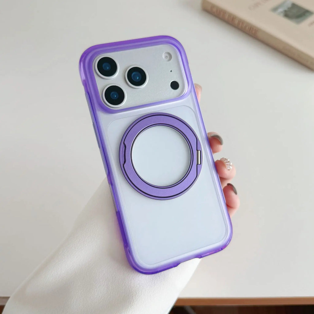 High Quality 360° Rotatable Ring Holder Case Anti-Scratch TPU PC Clear Wireless Charging Phone Cover For iPhone 18 17 Pro Max