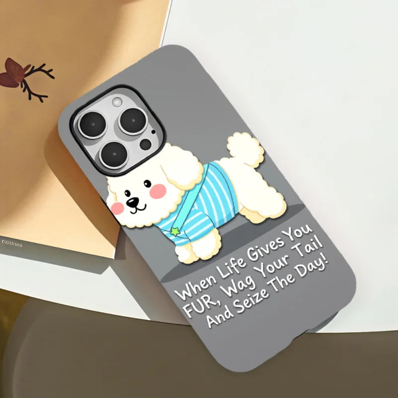 Dual Layer Cute Dog Magsafe Phone Case For iPhone 12 13 14 15 16 17 Air Pro Max Plus Anti-fall Fade Resistant Deluxe Cover