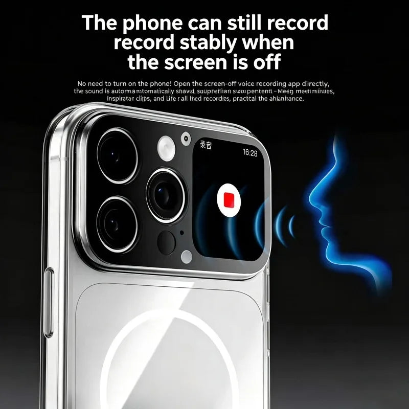 Smartphone Case with 1.85-inch HD Display Taking Photos Recording Intelligent Screen Phone Protective Case for iPhone 16 Pro Max
