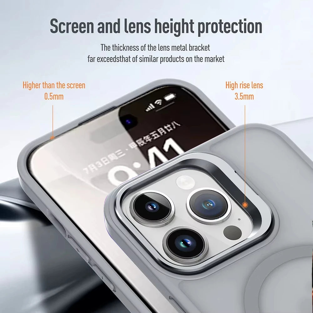 Matte Holder Phone Case For iPhone 16 Pro Max 14 11 12 13 15 Pro Max Mini 16 15 14 Plus Wireless Charging Case For Magsafe Cover