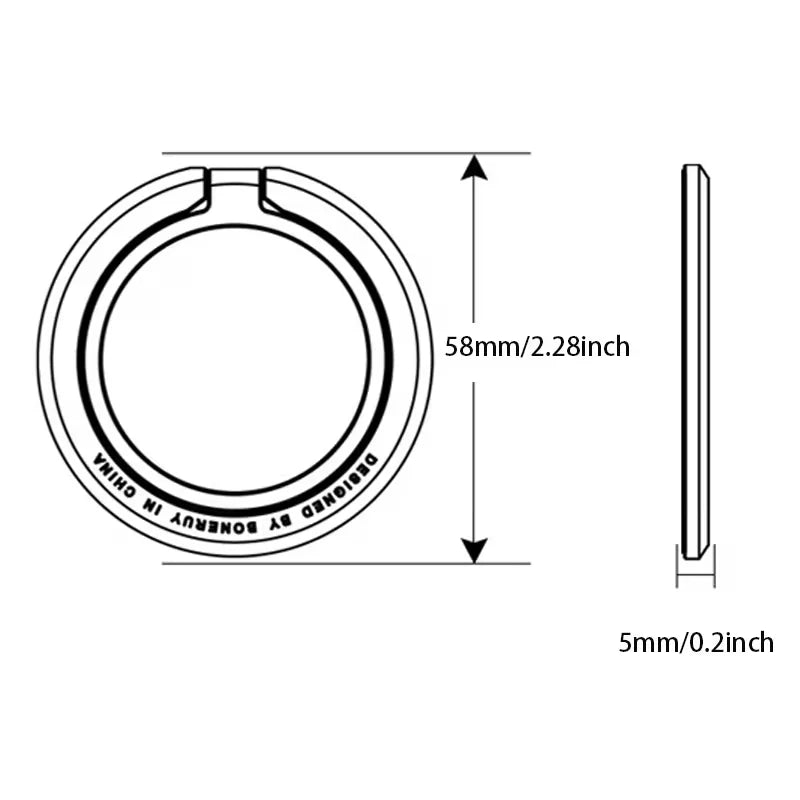Magnetic Cell Phone Ring Holder Mobile Phone Bracket Removable Cell Phone Grip Kickstand for iPhone MagSafe Samsung Xiaomi