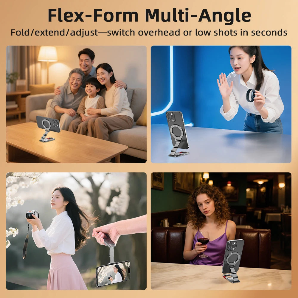 Flymile Magnetic Phone Holder Carabiner Mount for iphone 17 16 15 14 Accessories Handle Tripod Adapter Compatible with MagSafe