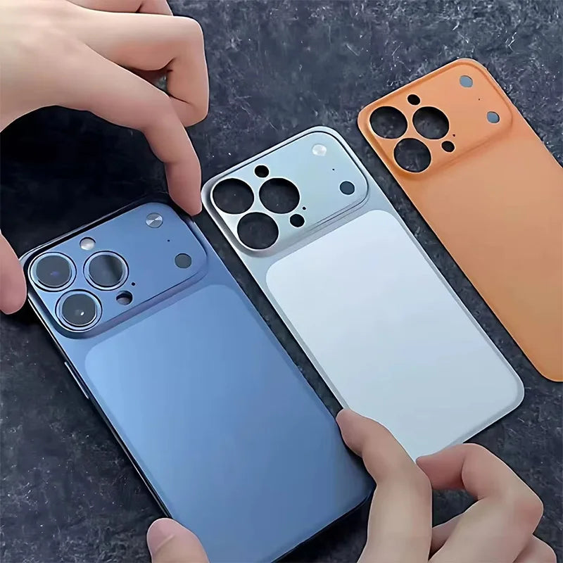 For iPhone 16 15 14 13 Pro Max Convert To 17 Pro Max Back Sticker Protection Cover With Fake Camera Lens Protector