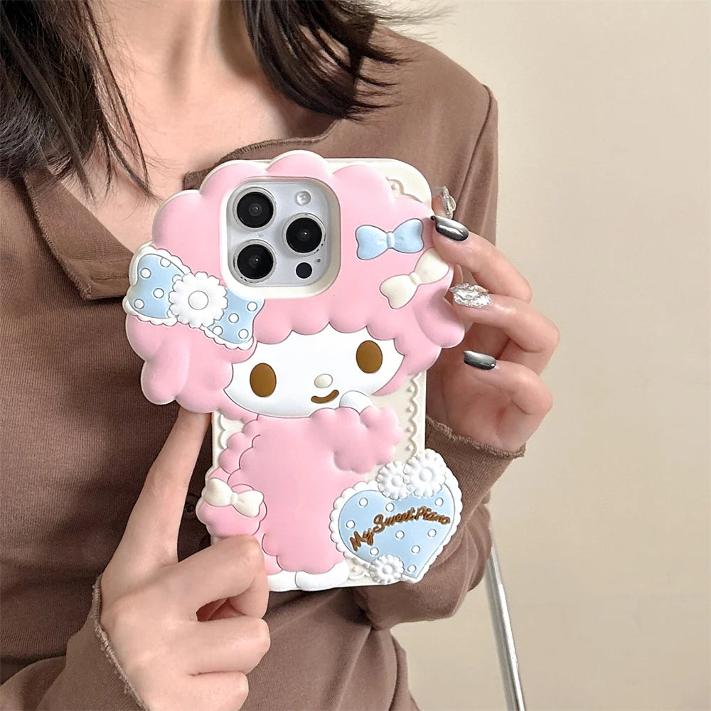 Kawaii Sanrio Cartoon My Sweet Piano My Melody Phone Case For iphone 17 16 Pro Max 15 14 13 12 Pro Max Soft Silicone Cover
