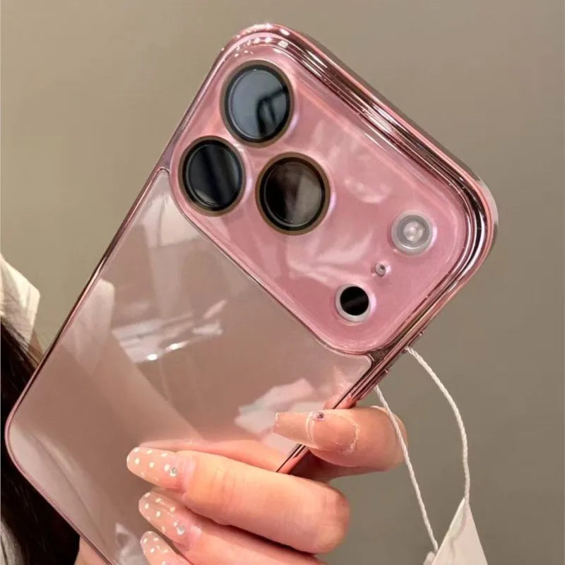 Luxury Tempered Glass Camera Protection Case For iPhone 12 13 14 15 16 17 Pro Max Plating Shockproof Bumper Hard Back Cover