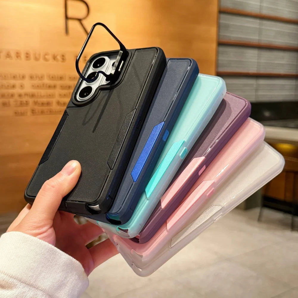 Camera Bracket Case for Samsung Galaxy S26 S22 Ultra S23 FE S24 S25 Plus A17 A57 A37 A56 A36 A55 A16 2 in 1 Stand Holder Cover