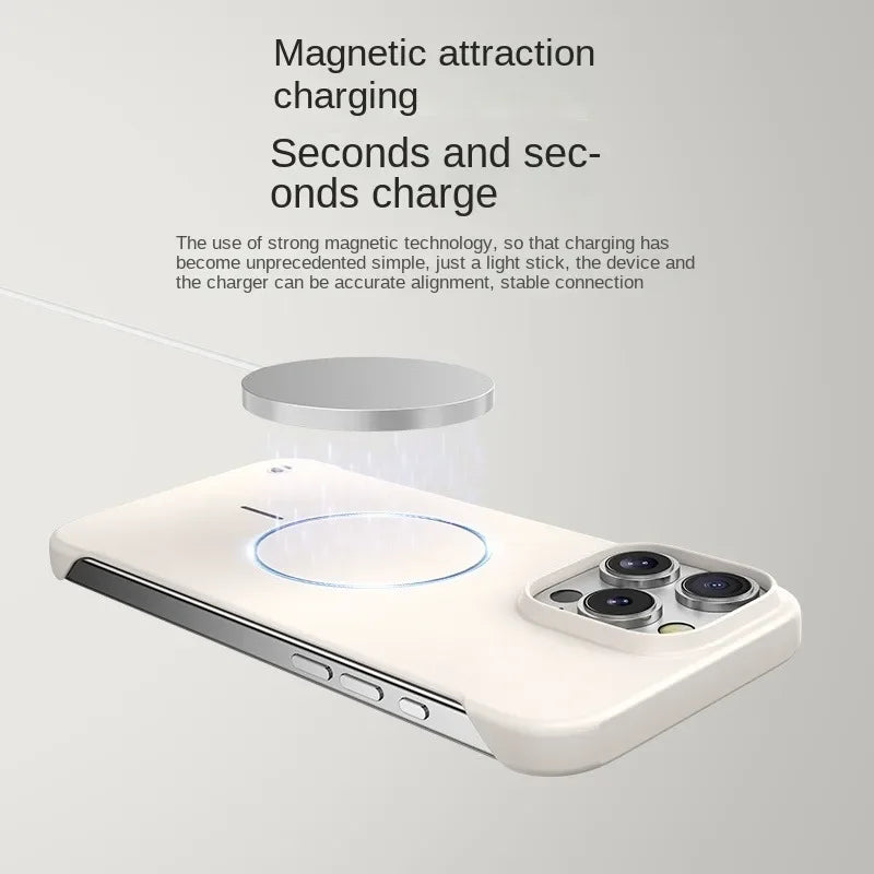 Ultra Thin Hard PC Matte Frameless Cooling Case For iPhone 16E 16 15 14 13 17 Pro Max Plus For Magsafe Magnetic Shockproof Cover