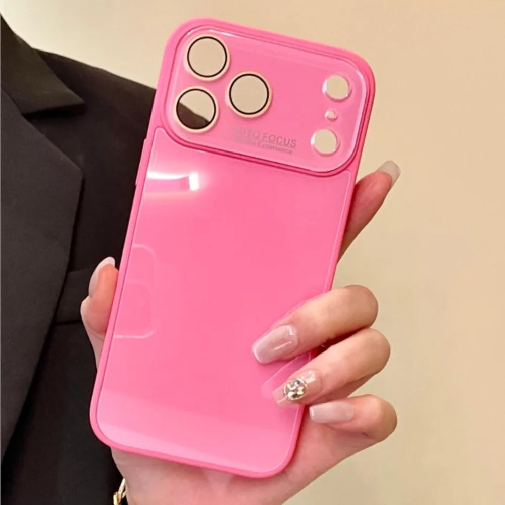 Luxury Original Auto Glass Phone Case for iPhone 17 Air 16 15 14 13 12 11 Pro Max Plus Shockproof Glossy Reflective Armor Cover