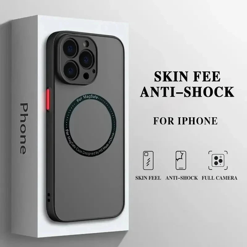 Luxury Matte Armor Magnetic For Magsafe Wireless Charge Case For iPhone 16 15 14 13 11 12 Pro Max 13 Mini 14 Plus Cover Funda