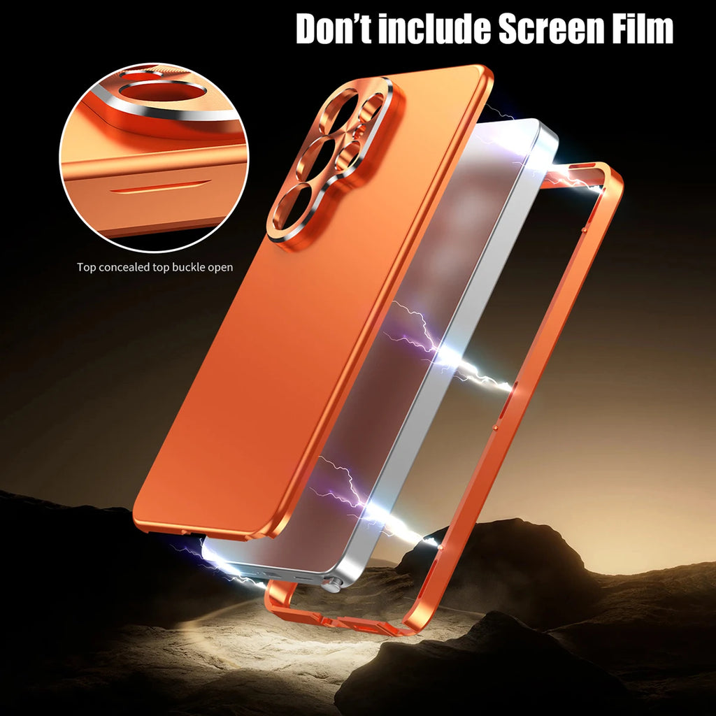 Case For Samsung Galaxy S26 Ultra Plus S25 S24 S23 Ultra  Magnetic Close Aluminum Frame Plastic Back Metal
