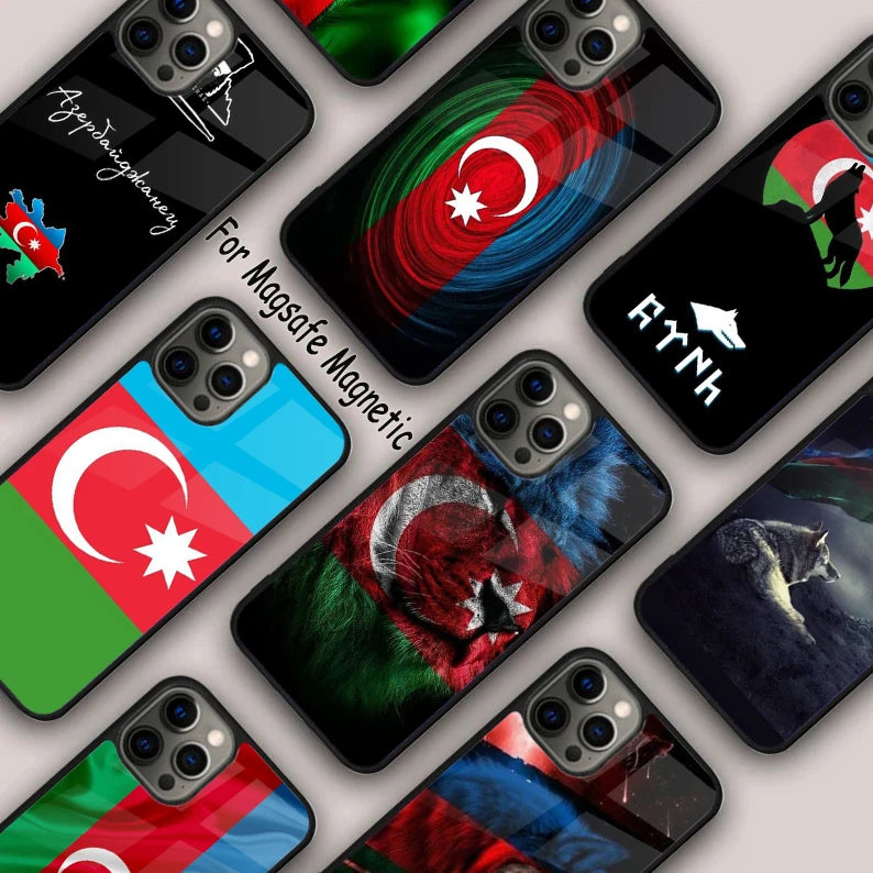 Azerbaijan Flag Magnetic Phone Case For APPLE iPhone 17 Air 16 14 13 12 Pro Max 15 Plus Wireless Charge With MagSafe Cover