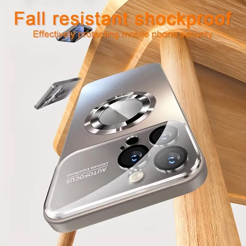 New Titanium Metallic Color Magnetic Phone Case For iPhone 16E 16 15 14 11 13 12 Pro Max Matte Wireless Charging Protect Cover