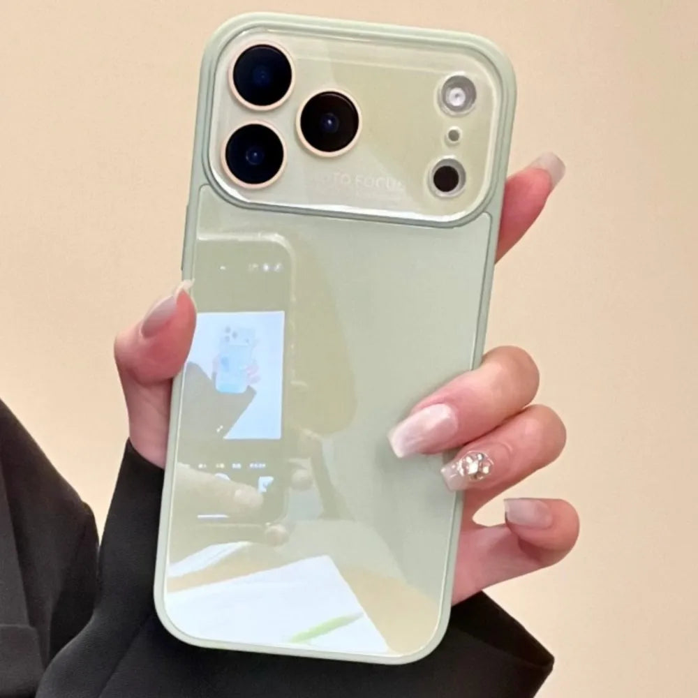 Luxury Original Auto Glass Phone Case for iPhone 17 Air 16 15 14 13 12 11 Pro Max Plus Shockproof Glossy Reflective Armor Cover