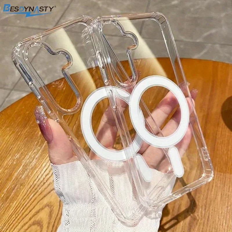 For Samsung Galaxy S26 Ultra S25FE S24 FE S23 Plus Clear Soft Case For Magsafe Phone Case Magnetic Wireless Charging Cover