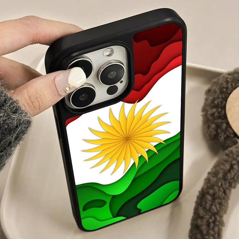 Kurdistan Flag Mobile Cell Phone Case for iPhone 17 16 15 14 13 12 11 Air Pro Max Plus Matte Surface Colorful Cover Cover Pretty