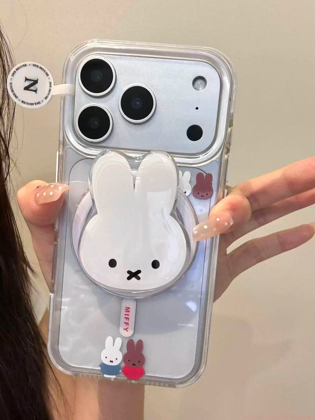 Cute Simple Miffy Rabbit Magnetic Stand Holder For Iphone 17 Pro Max 16 Pro Max 15 14 13 Phone Case