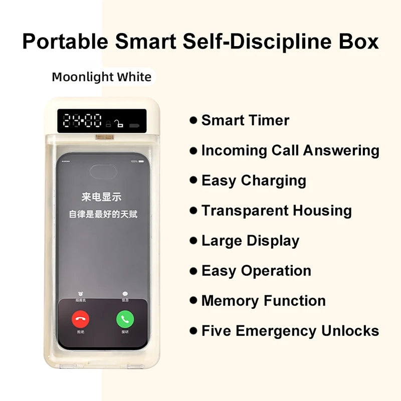 Transparent Phone Lock Box with Display Screen Self-Discipline Device Smart Timer Phone Lock Box Student Phone Time Manager