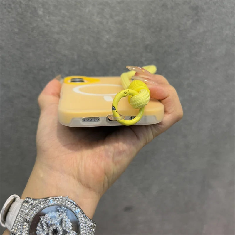 Candy Color Wrist Strap For Magsafe Case For iPhone 17 Air 16 15 13 12 11 14 Pro Max Plus Wireless Charging Colorful Cover