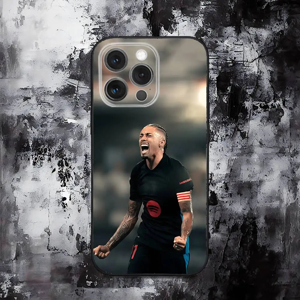 Brazil R-Raphinhas 11 Football Phone Case For iPhone 16,15,14,13,12,11,Pro,Max,Plus,X,XS,SE,E,Mini,Soft Silicone Black Case