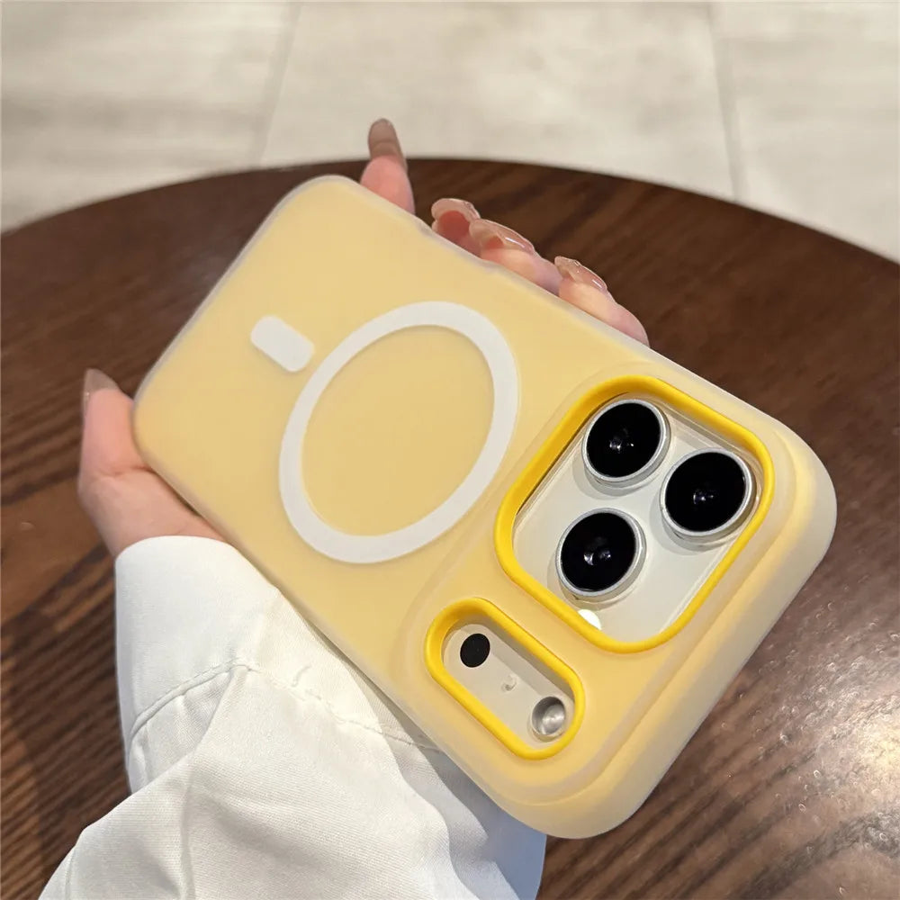 2 IN 1 Luxury For Magsafe Wireless Charge Case for iPhone 12 13 14 15 16 17 Pro Max Plus Magnetic Candy Color Clear Matte Cover