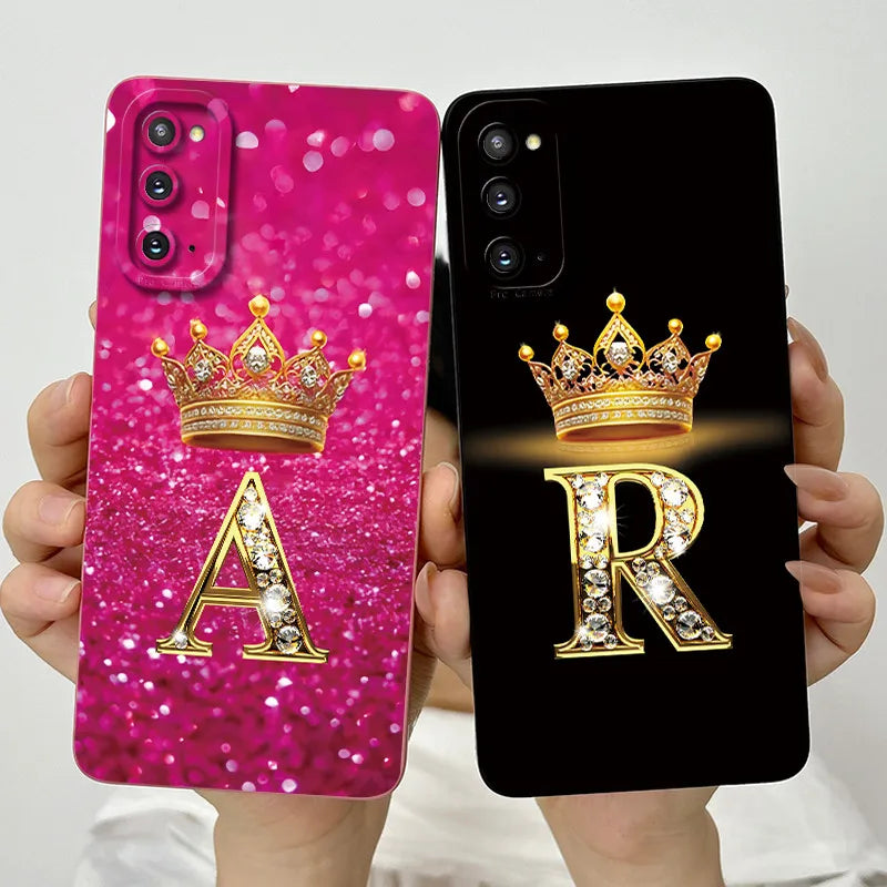 For Samsung S20 FE Plus Ultra Case Crown Letter Soft Liquid Silicone Phone Case For Galaxy S 20 S20FE Full Protection Back Cover